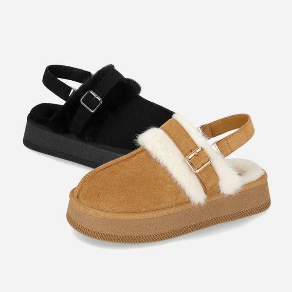 軽量クッションファー起毛ウールレディーススリッパ1XWA76X-GN