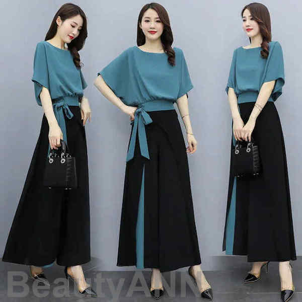 セットアップ レディース 春夏 オシャレセットアップ 半袖ブラウス 九分丈ワイドパンツ