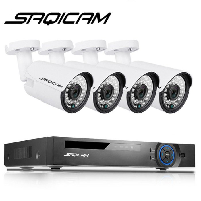 Saqicam 500万画素 防犯カメラセット バレット型 ネットワークカメラ フルHD 4チャンネルNVR 5MPカメラ4台 PoE給電 電源不要 ペット見守り モーションセンサー 日本語システム