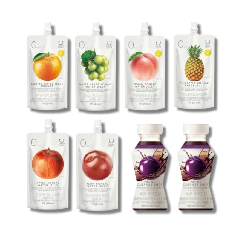 【8本セット】こんにゃくウォーターゼリー 170ml×6本+プルーン クレンズショット180ml×2本