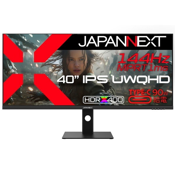 JAPANNEXT JN-IPS401UWQHD144-C90W ブラック 40型 液晶ゲーミングモニター