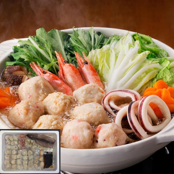 北海道 海鮮つみれ鍋 D かに入x8 えび入x8 とりごぼうx8 たこ入x12 海老x6 帆立x3 いかx1 つぶx1袋 冷凍うどんx1 SISK