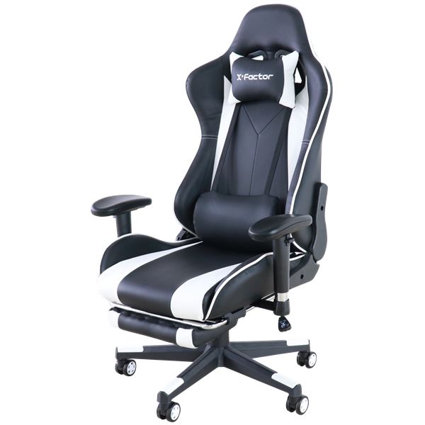 ゲーミングチェア フットレスト付 約W70xD65156xH123133cm ホワイト 組立品 17,554円