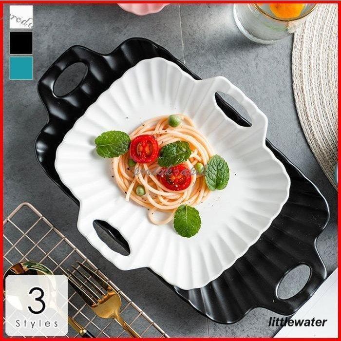 食器 キッチン雑貨 カトラリー お皿 プレート ギフト プレゼント 取っ手 四角 丸皿 丸型 使いやすい ホワイト ブラック ブルー清楚 お洒落 ママ/[67]