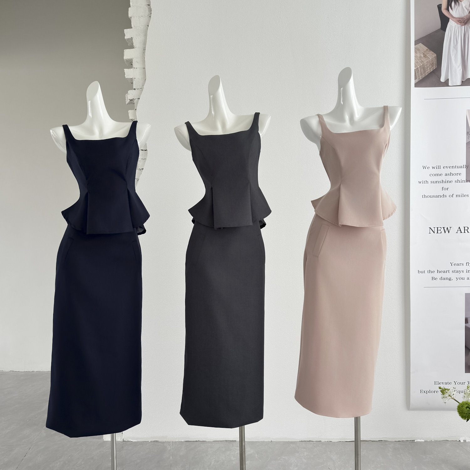 ハイセンス 立体的 ウェストマジック 荷叶边 ブラウス スカート セット 女性用