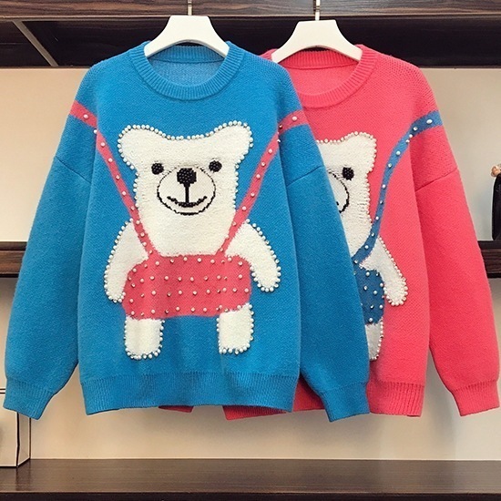 ２色 レトロ風 トップス セーター プルオーバー レディース 秋冬 カジュアル ゆったり オーバーサイズ ゆったり 長袖 Uネック ラウンドネック 襟なし ノーカラー BIGシルエット プルオーバー