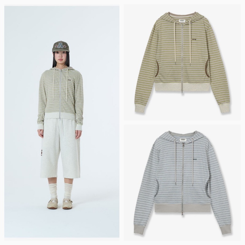 【aeae】 26SS STRIPE HOODIE ZIP UP : 2COLORS
