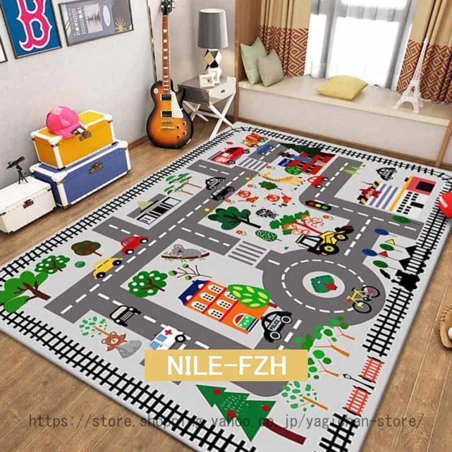【トレンド】【新品】ラグ ラグマット カーペット キッズラグ 子供部屋 道路 マット 洗える 長方形 防音 防臭 防カビ ベット用 床暖房対応 プレイマット 遊びマット ゲーム 線路