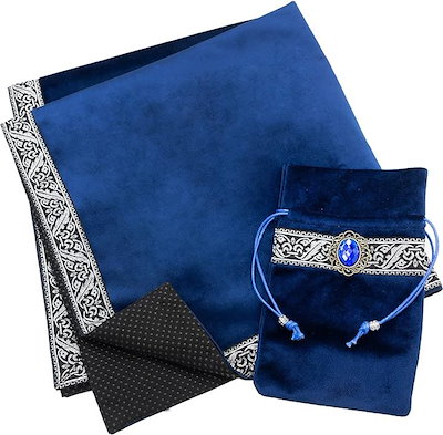 他サイト： タロットクロス 滑り止め付き 大判 ベルベット タロットカード オラクルカード 初心者 65cmx65cm( ブルー, ワンサイズ)の商品画像