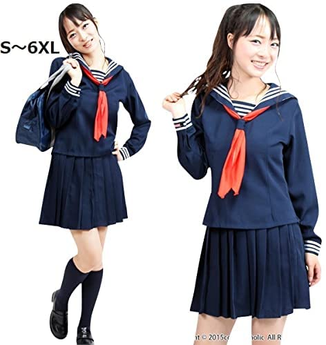 セーラー服 長袖 紺 大きいサイズ 9サイズ 男性用 コスプレ 制服 JK 女子高校生 ハロウィン