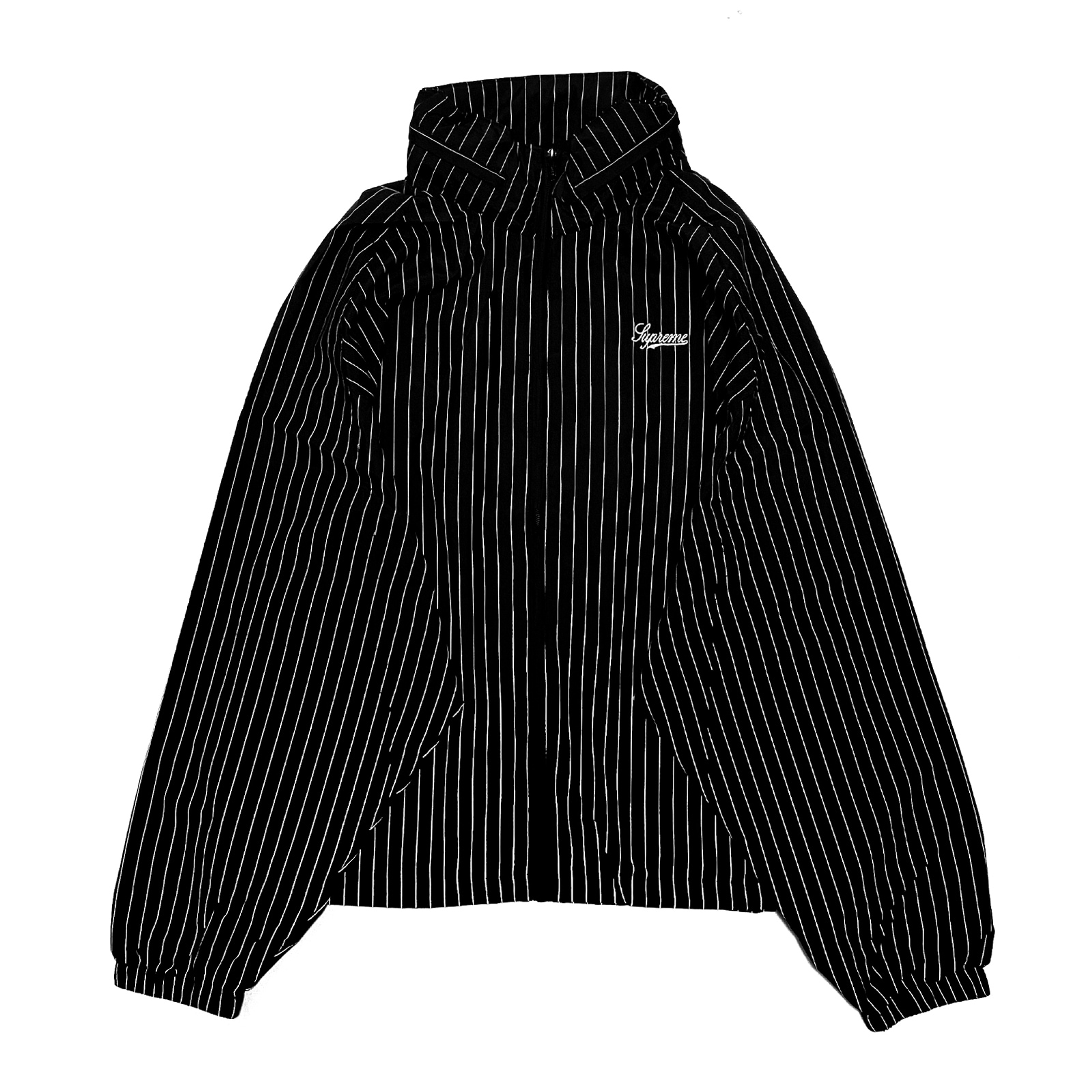 リフレクティブピンストライプスクリプトロゴ刺繍トラックジャケット FW24J86