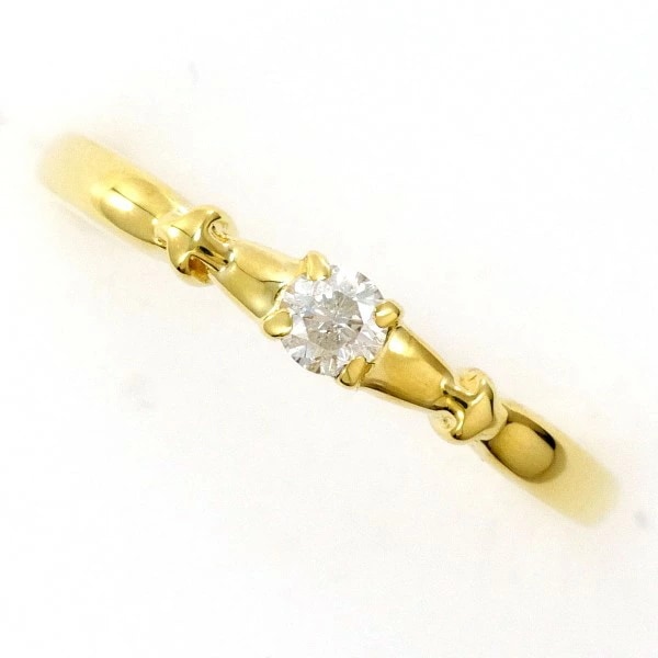 K18 18金 YG イエローゴールド リング 指輪 7号 ダイヤ 0.08 ジュエリー 中古