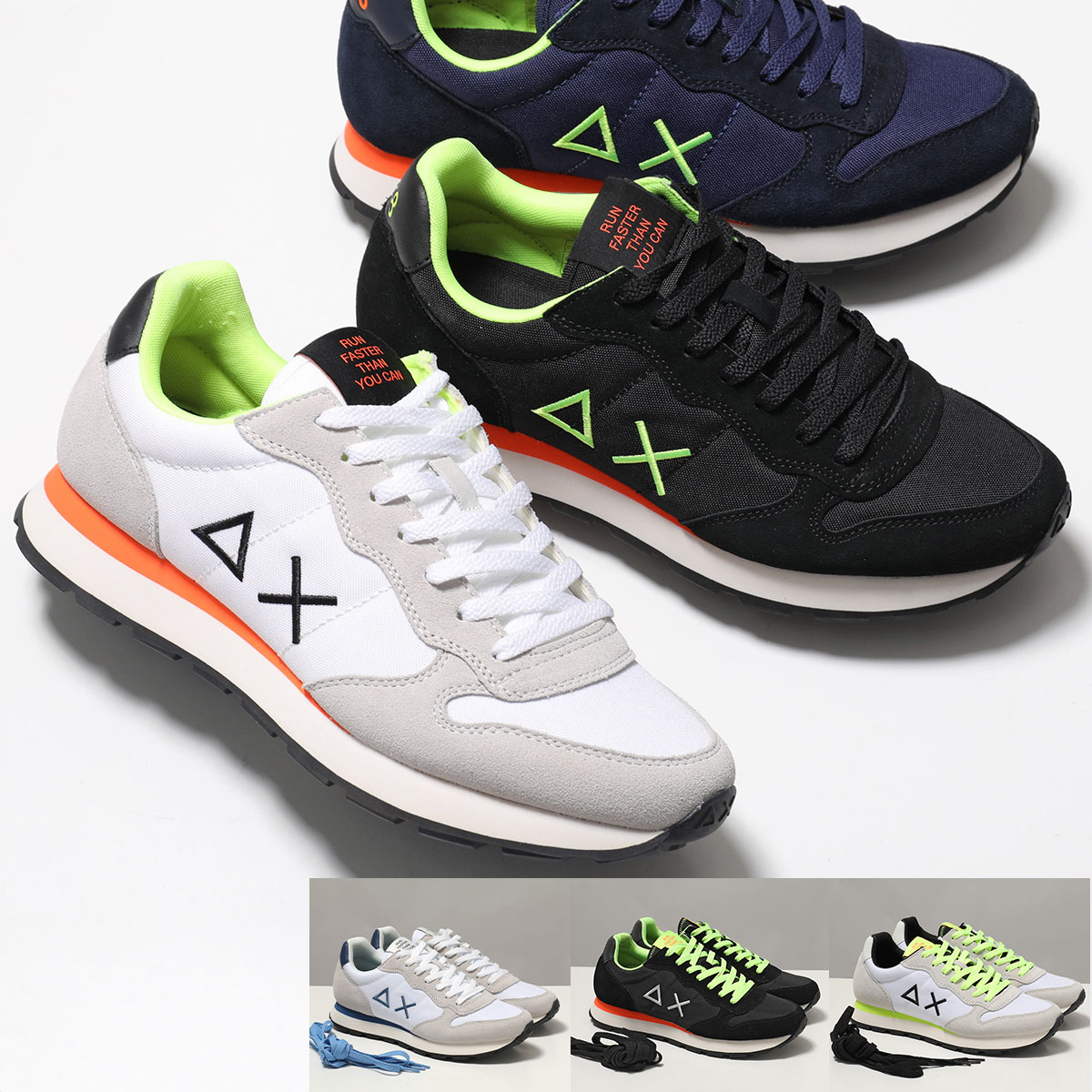 SUN68 サンシックスティーエイト スニーカー TOM FLUO トム フルオ TOM SOLID トム ソリッド Z44102 Z35102 Z35101 メンズ ローカット 1968 ロゴ 軽量