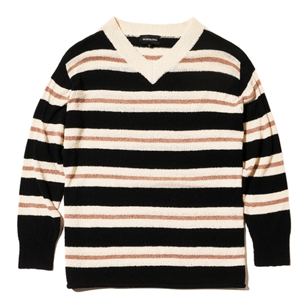 Stripe over fit knit long sleeve black ENHYPEN Treasure 着用