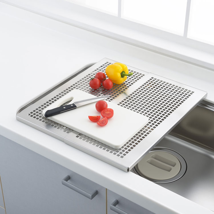 ヨシカワ 日本製 燕三条 シンクに渡せる 頑丈スライドプレート 伸縮式 作業スペース拡張 シンク上 作業台 調理台 奥行47 幅2342 ステンレス Yoshikawa