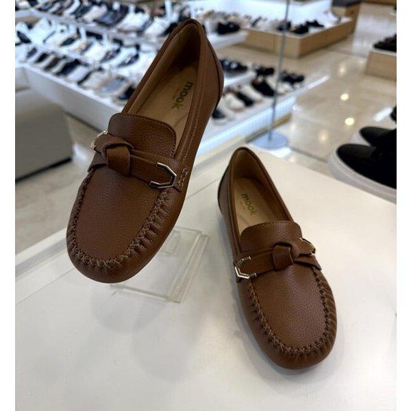 女性リボンディテールカジュアル縫合短靴 422207GM ブラウンa