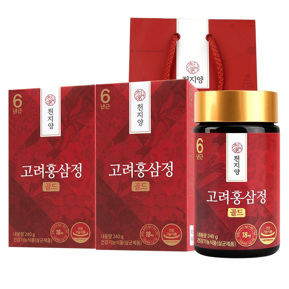 チョンジヤン100%国内産6年根高麗ホンサムジョンゴールド240gショッピングバッグ240g2個