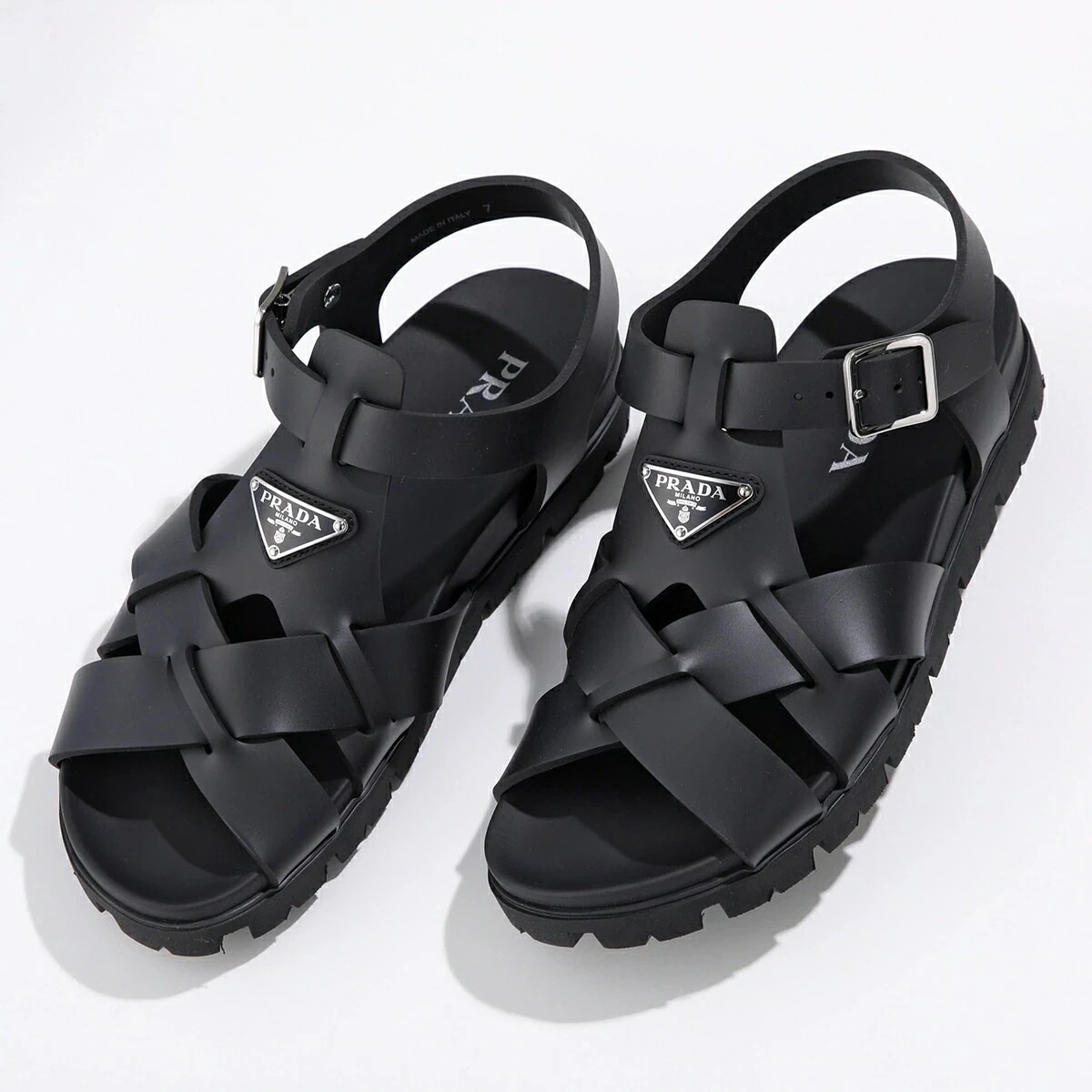 PRADA プラダ クロスサンダル 2X3118 3LKK メンズ トライアングルロゴ ラバー シューズ 靴 F0002
