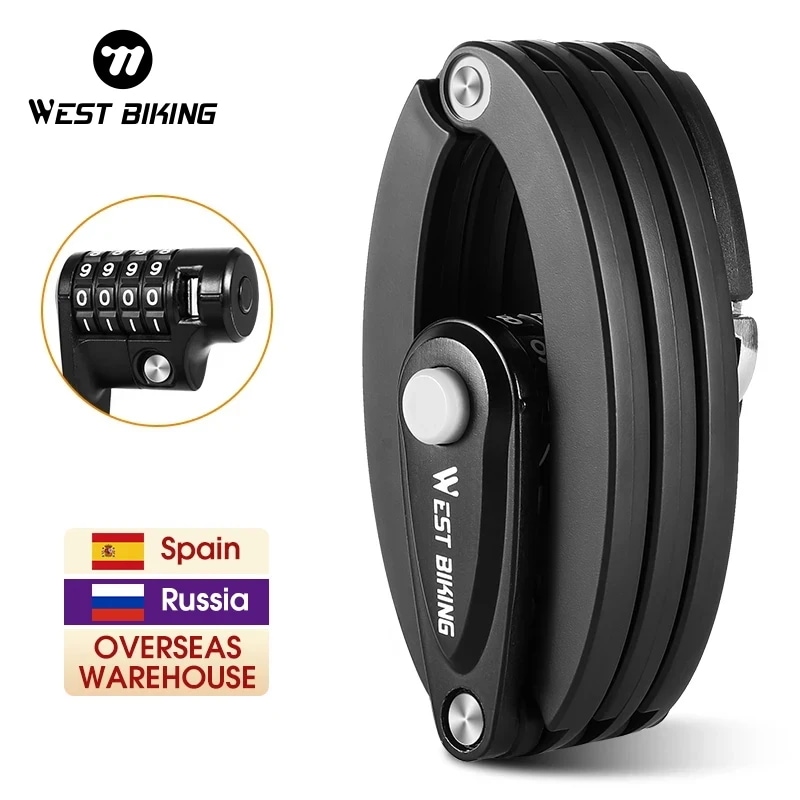 WestBiking-自転車のパスワードロック,盗難防止チェーン付きのポータブル折りたたみ自転車ロック,オートバイのドアの安全アクセサリー