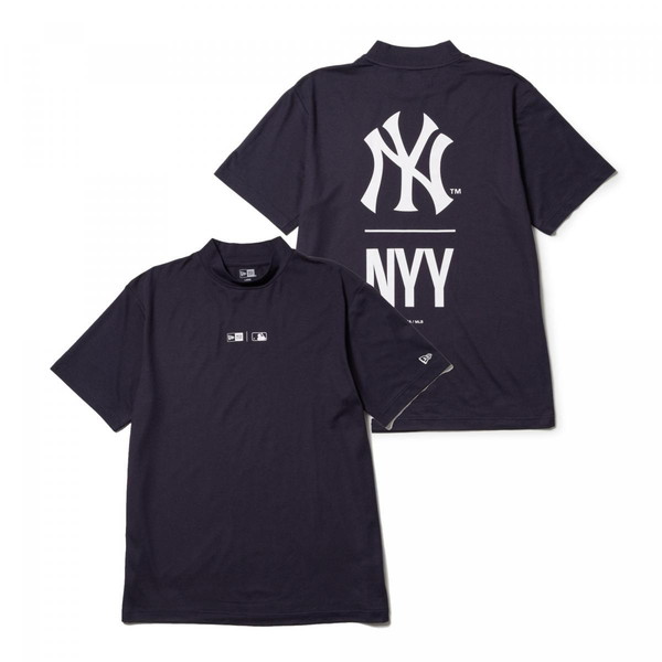 ニューエラ NEW ERA 半袖 鹿の子 ミッドネック Tシャツ ニューヨーク ヤンキース ネイビー ゴルフ 14391506