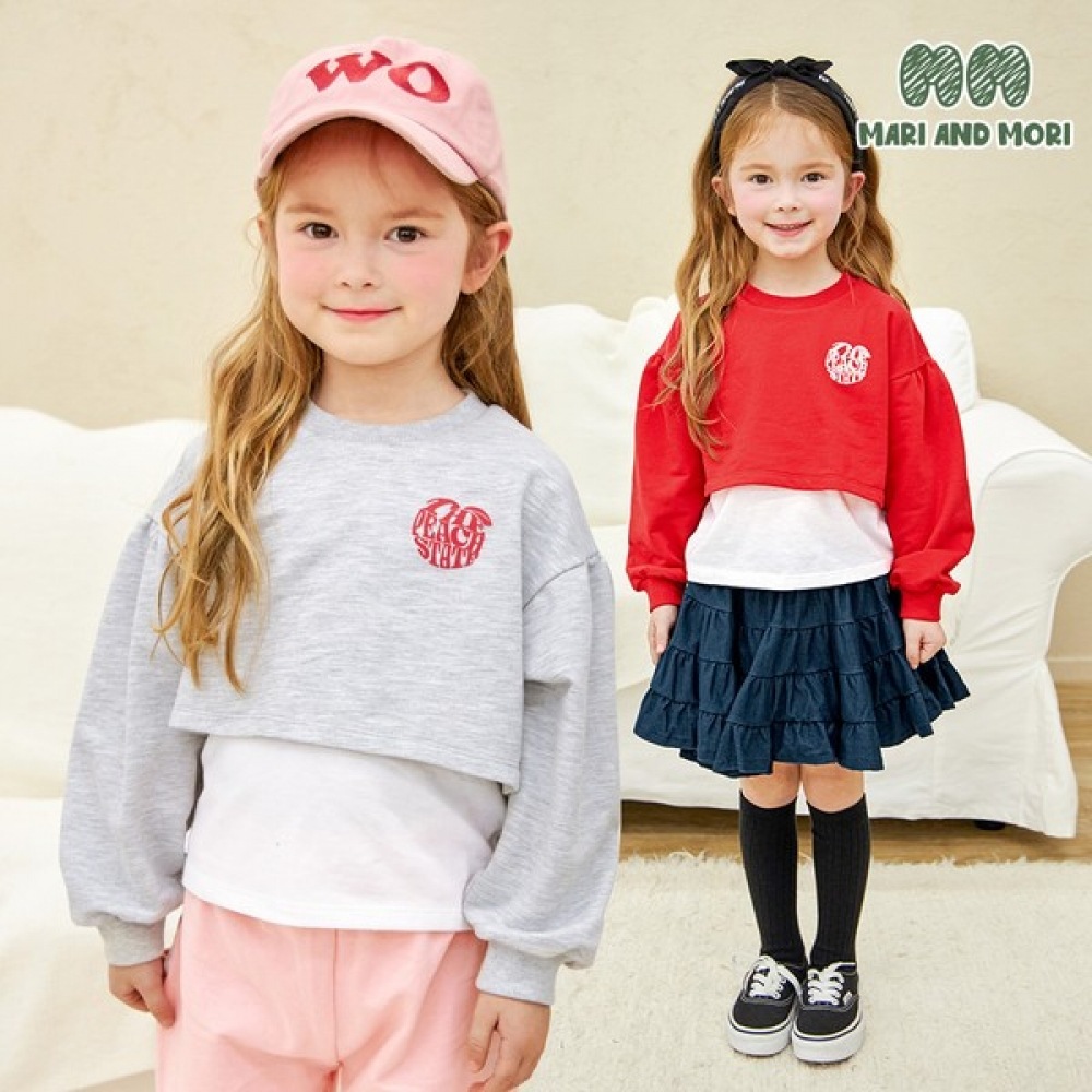 [ウォルトンキッズ] ハートカットアウトレイヤードTシャツ