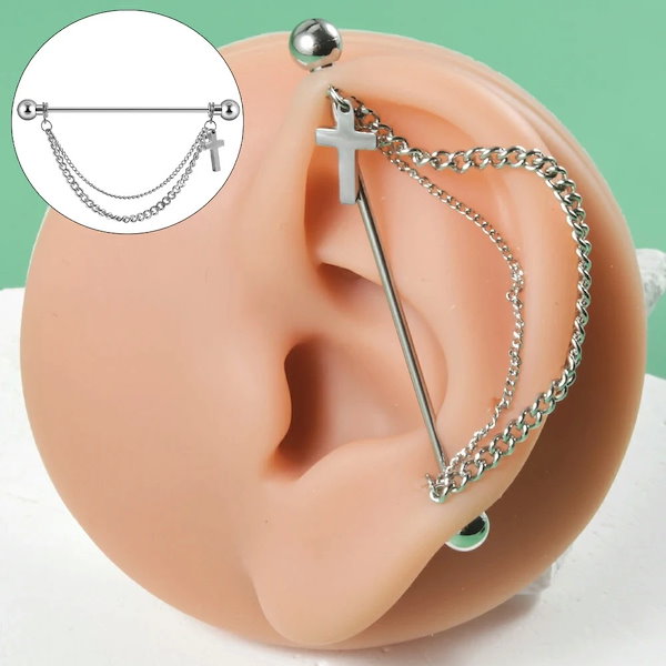 Qoo10] ボディピアス 16G ダブルチェーンクロ