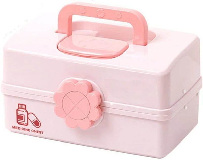 救急箱 薬箱 おしゃれ 大容量 折り畳式 3段 携帯ピルケース付き 取り手 薬入れ ボータブル薬入れ 軽量 持ち運び 家庭用 旅行用 災害用 工具箱 道具箱 裁縫箱 収納ボックス