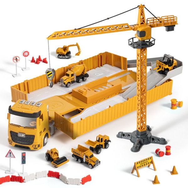 建設 重機セット コンテナ 変身トラック 駐車場遊び シューティング タワークレーン レミコン 自動車 おもちゃ
