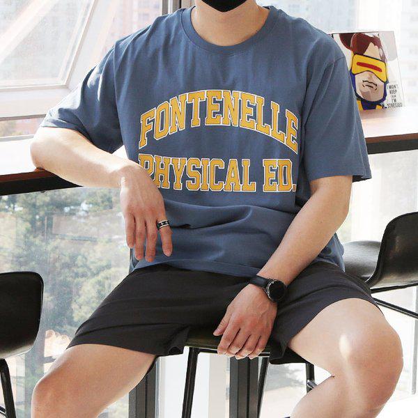 WUN メンズ ビッグサイズ ポンテーネ 胸プリント 半袖Tシャツ