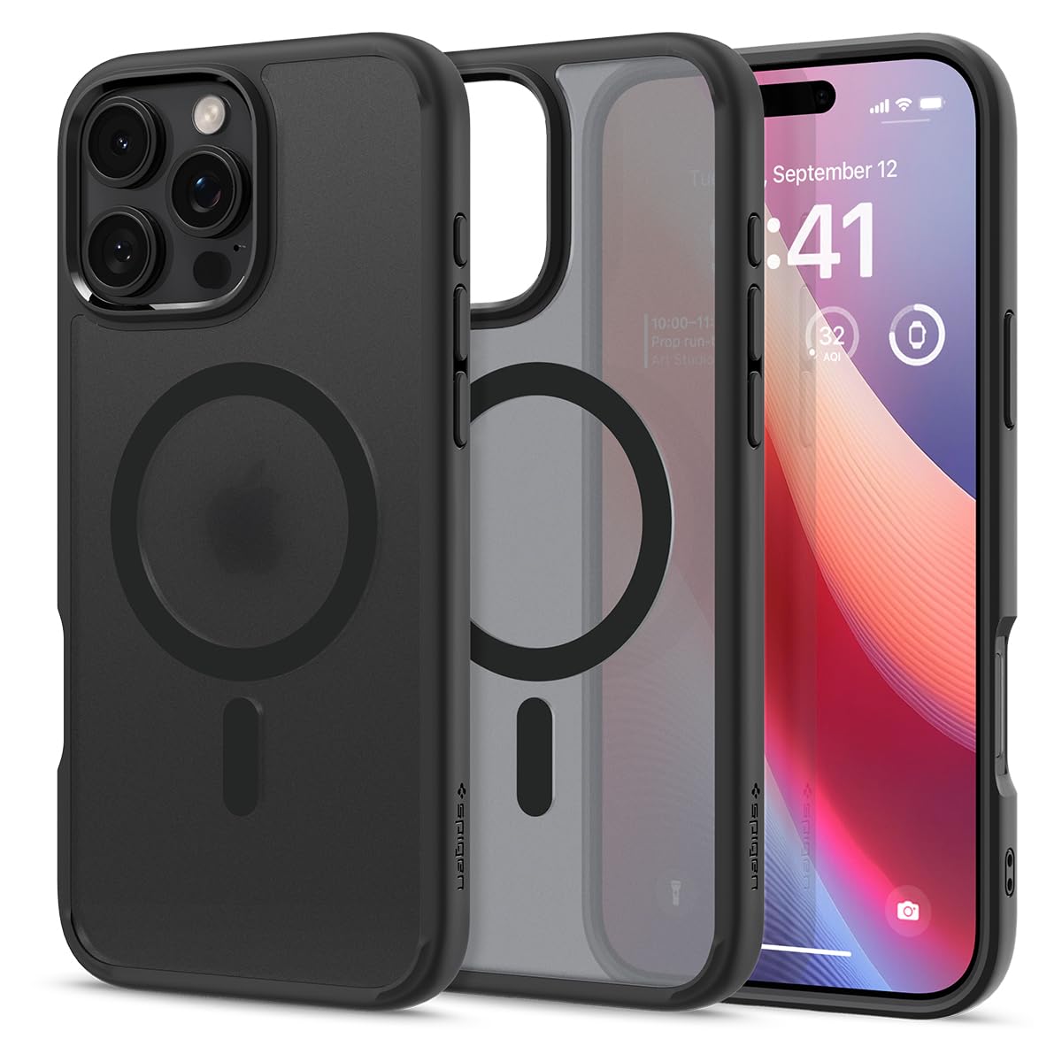 【17年社歴の技術力】Spigen iPhone 16 Pro ケース MagSafe対応 半透明 クリア ストラップホール 米軍MIL規格 ウルトラ・ハイブリッド・マグフィット ACS08134 (