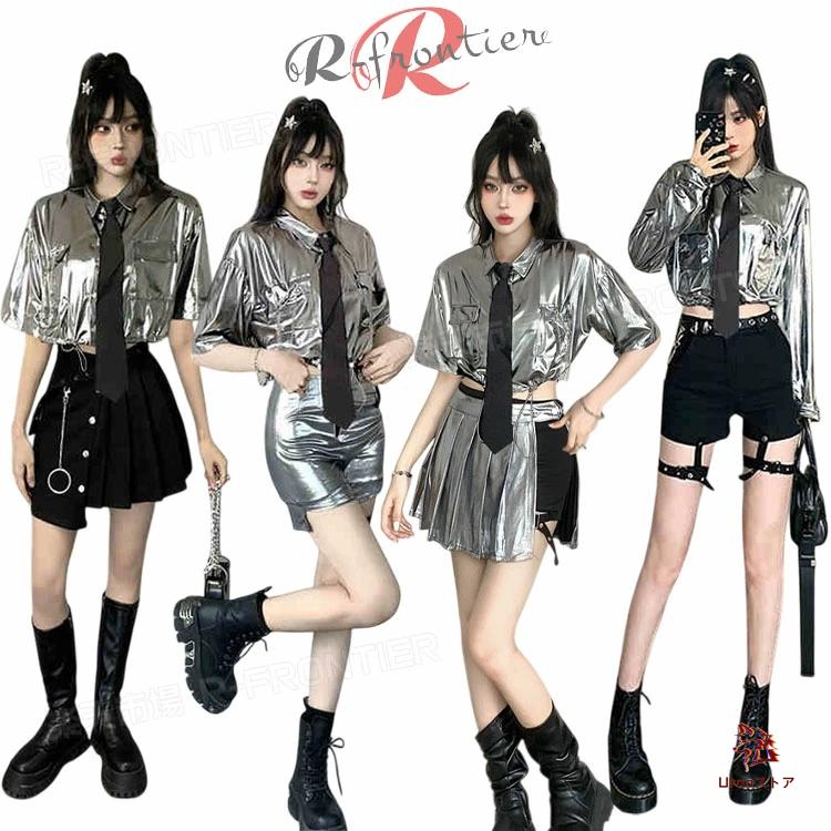 2026春夏新作6タイプ シルバー ダンス衣装 韓国 ダンス 衣装 セットアップ レディース k-pop衣装 大人 黒 ショートパンツ キラキラ スカート ブラック 大人向け チアダンス6タイプ