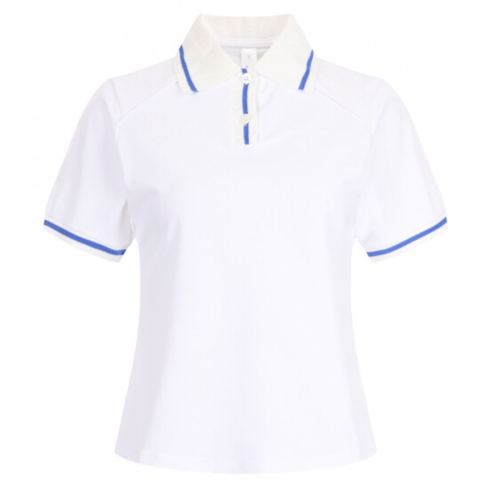 ショップアン 女性用 カラー ネック スパン ゴルフ半袖Tシャツ ホワイト LB-WSH-20633