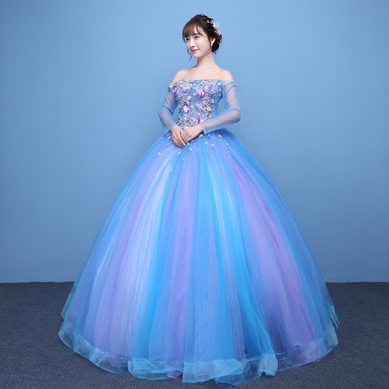 ロングドレス 演奏会 ウエディングドレス 長袖 カラードレス 安い コンサート プリンセスライン ステージ衣装 ウェディングドレス プロムドレス