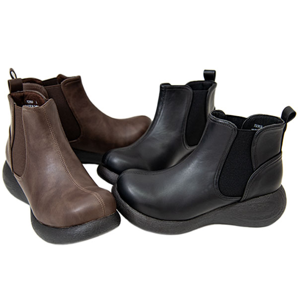 Nuts world 72353 レディース サイドゴアブーツ ローリング設計 低反発スポンジ 厚底 軽量 シンプルデザイン 厚底 かわいい 履きやすい 歩きやすい 楽ちん フェイクレザー