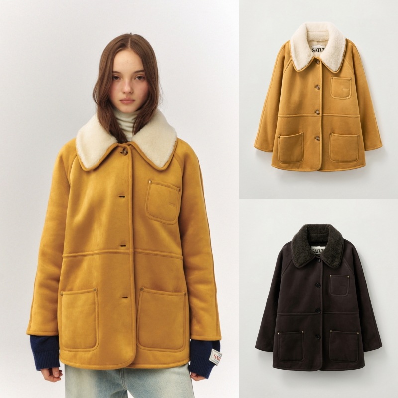 【SATUR】25FW (W) SYNTHETIC SHEARLING LOOSE FIT JACKET : 2COLORS