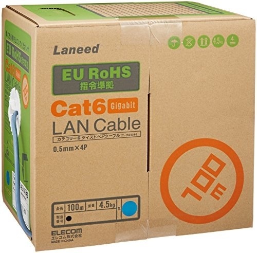 LANケーブル CAT6 RoHS指令準拠 100m（リール巻）ブルー LD-CT6 BU100 RS