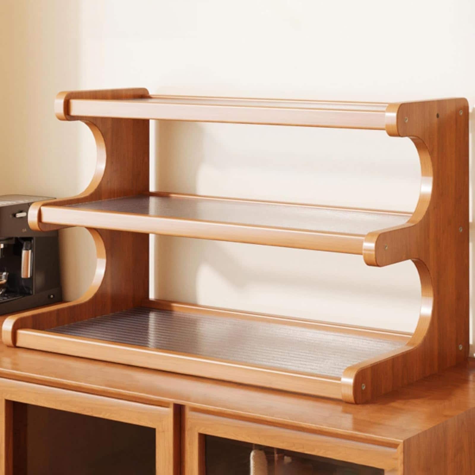 卓上ラック 卓上収納 2段 3段 デスク上置棚 天然の竹材 机の上に置く棚 アクリル板 防汚性に優れ 棚 デスクシェルフ オープンデザイン 台形構造 小さい棚 スパイスラック 30*15*18