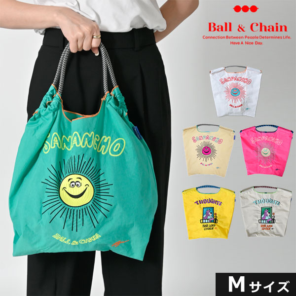 【送料無料】【即納】 ボールアンドチェーン Ball＆Chain 正規品 RyuAmbe リュウアンベ コラボ Mサイズ バッグ ショッピングバッグ エコバッグ トートバッグ ショルダー 刺繍 ギ