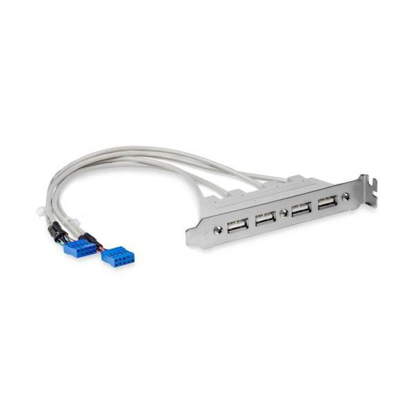 （まとめ） StarTech.com マザーボードピンヘッダー接続USB 4ポート増設変換アダプタ USB A（メス）x4-IDC10ピン（メス）x2 USBPLATE4 1本 [x3セット]