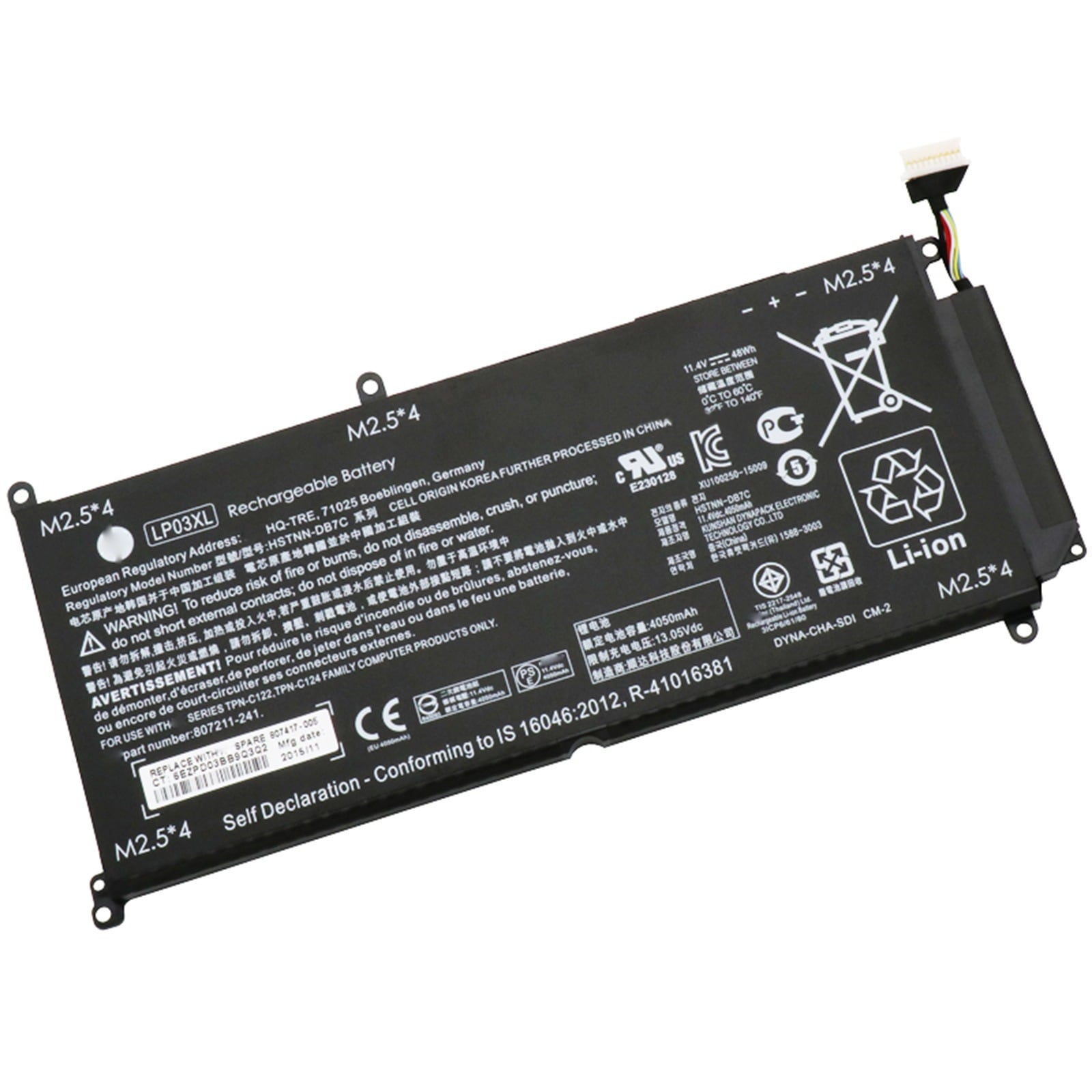 LP03XL 電池・Asusノートパソコン互換 48Wh/4050mAh ENVY 15-AE122TX 14-J104TX LP03XL M6-P113DX 交換用のバッテリー dc909-A104