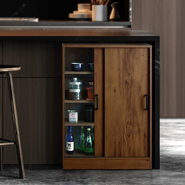 ヴィンテージ カウンター下 引き戸 収納 6020