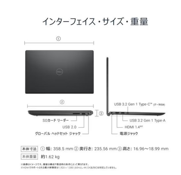 Dell 15 DC15250 Core i5 1334U・メモリ16GB・512GB SSD・Office搭載モデル