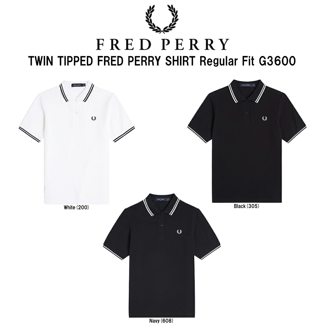 FRED PERRY レディース ポロシャツ 半袖 コットンピケ ティップライン ロゴ 刺繍 レギュラーフィット 定番 TWIN TIPPED G3600