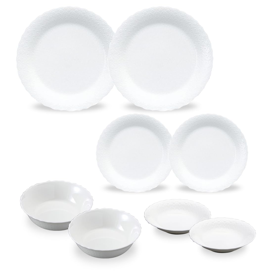 NARUMI(ナルミ) 福袋 2026 食器 8ピースセット シルキーホワイト ホワイト 2人用 シンプル かわいい レリーフ 食器セット 電子レンジ温め 食洗機対応 9968-23417NT