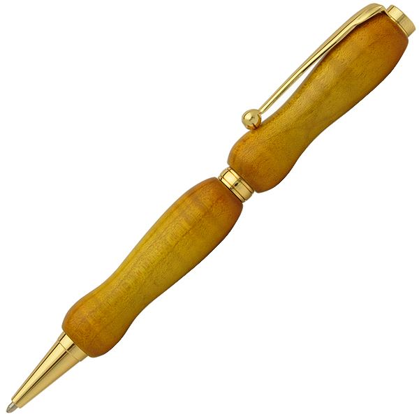 キャンディカラー ボールペン/文房具 (Yellow カーリーメイプル) クロスタイプ 芯：0.7mm 日本製 文具 『Air Brush Wood Pen』