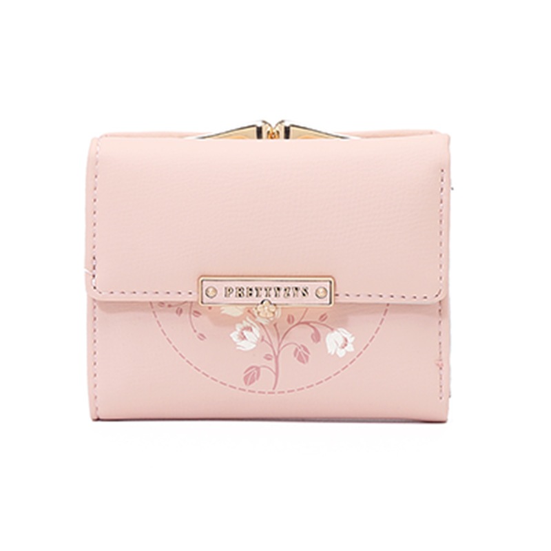 【1点ご購入 で10点プレゼントいたします】韓国版短めの女性財布3つ折りPU小銭入れ印紙掛け学生財布