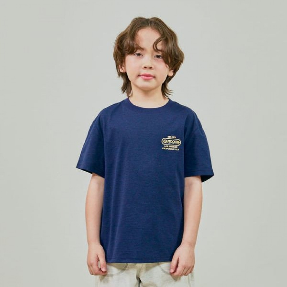 [アウトドア用品キッズ] クールタッチバックグラフィック半袖Tシャツ (ネイビー) OD252ISS13_NVY