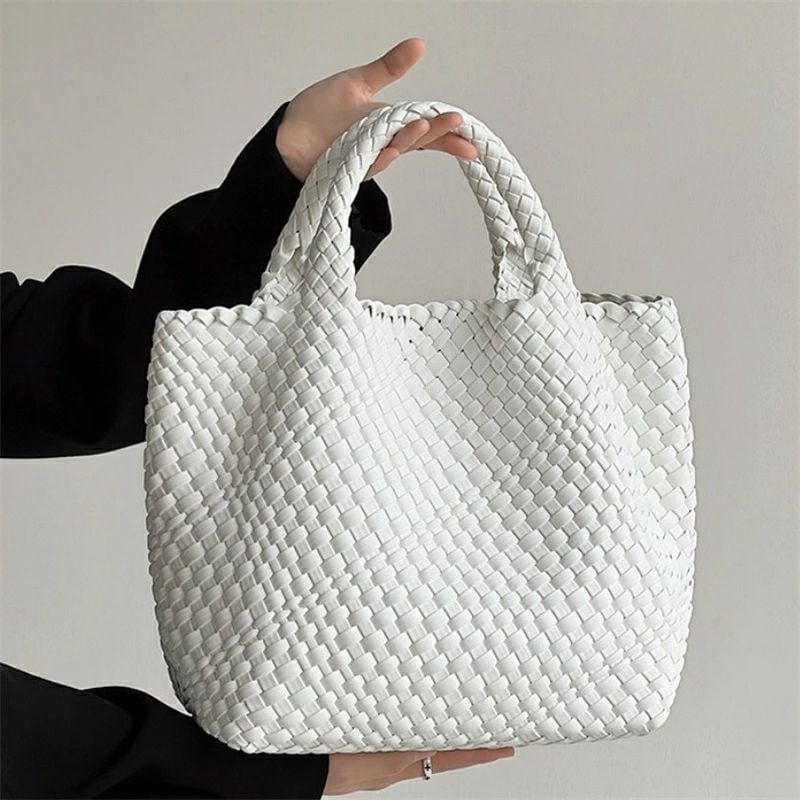 爆裂超特価 編み込みトートバッグ メッシュトートバッグ トートバッグ レディース メッシュトート マチ広トートバッグ トートバック バッグ PUレザー ハンドメイドバッグ イントレチャート 編みバッグ