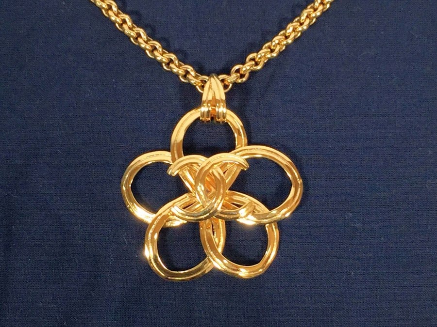 ネックレス ヴィンテージ ココマーク フラワー ターンロック ゴールド 中古品