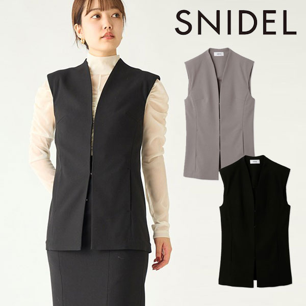 【SALE50%OFF】 【即納】 スナイデル SNIDEL ノーカラージレ トップス ベスト ノースリーブ ミドル丈 swfj231071